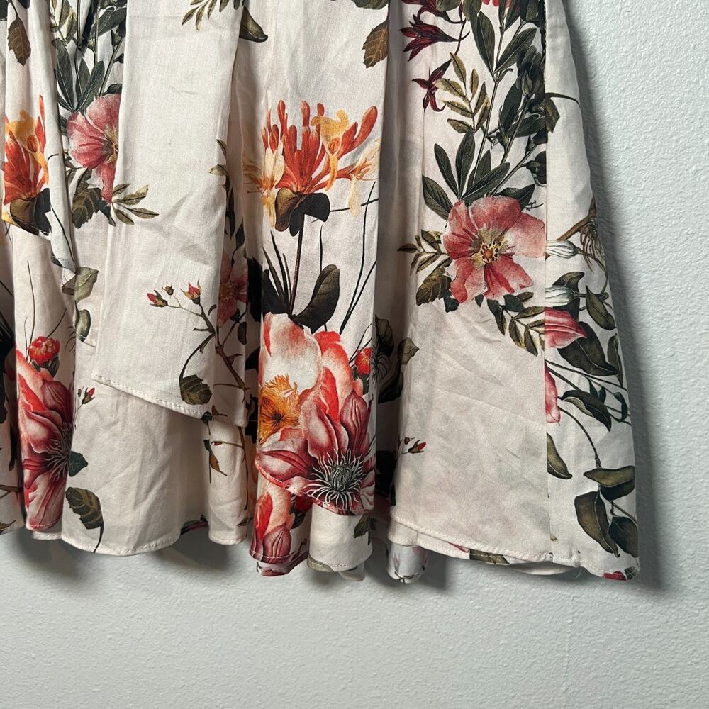 Antonio Melani Women’s Pencil Skirt Size 2 Cream Floral Peplum Ruffle - Picture 3 of 10